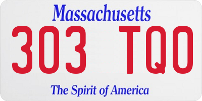 MA license plate 303TQ0