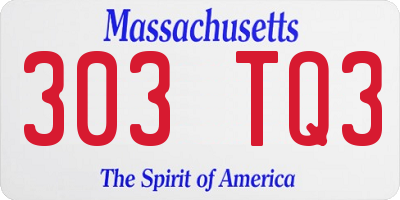 MA license plate 303TQ3
