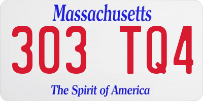 MA license plate 303TQ4