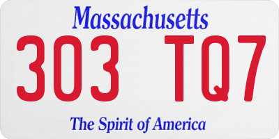 MA license plate 303TQ7