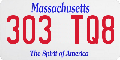 MA license plate 303TQ8