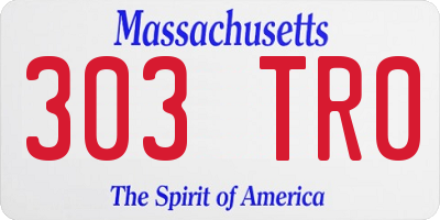 MA license plate 303TR0