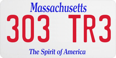 MA license plate 303TR3