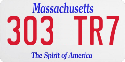 MA license plate 303TR7
