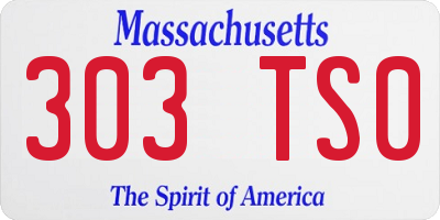 MA license plate 303TS0