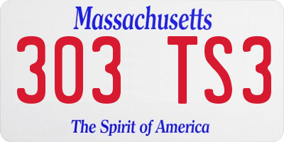 MA license plate 303TS3