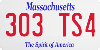 MA license plate 303TS4