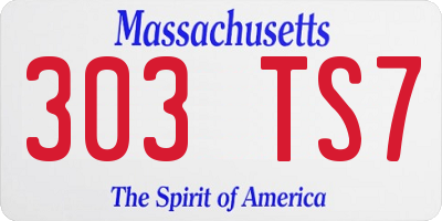 MA license plate 303TS7