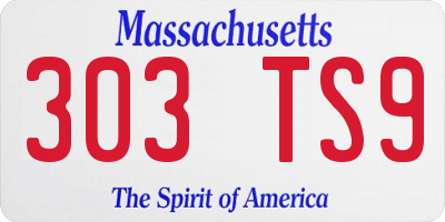 MA license plate 303TS9