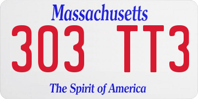 MA license plate 303TT3