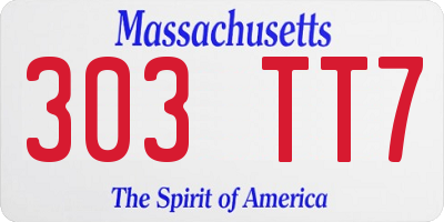 MA license plate 303TT7