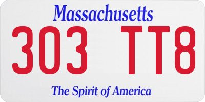 MA license plate 303TT8