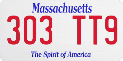 MA license plate 303TT9