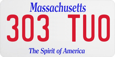 MA license plate 303TU0