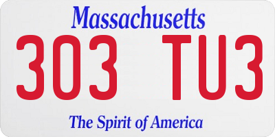 MA license plate 303TU3