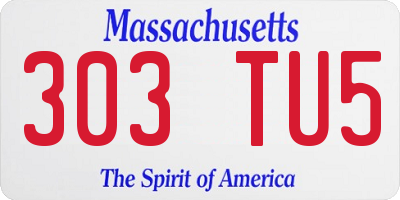 MA license plate 303TU5