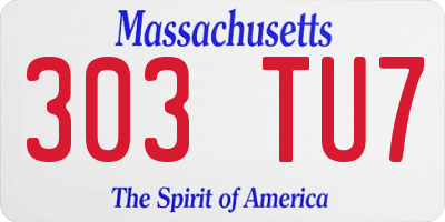 MA license plate 303TU7
