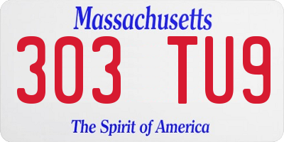 MA license plate 303TU9