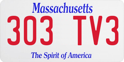 MA license plate 303TV3