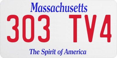 MA license plate 303TV4