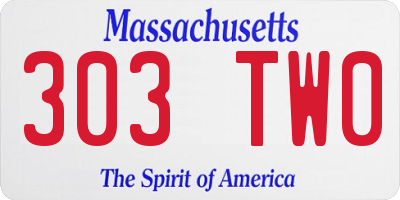 MA license plate 303TW0