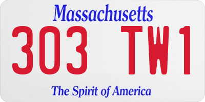 MA license plate 303TW1