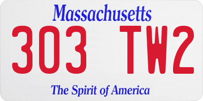 MA license plate 303TW2
