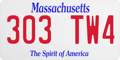 MA license plate 303TW4