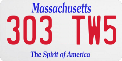 MA license plate 303TW5