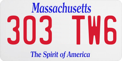 MA license plate 303TW6