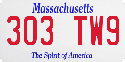MA license plate 303TW9