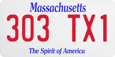 MA license plate 303TX1