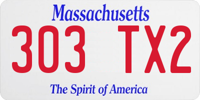 MA license plate 303TX2