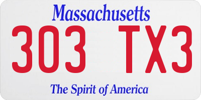 MA license plate 303TX3