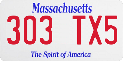 MA license plate 303TX5