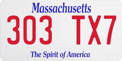 MA license plate 303TX7