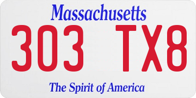 MA license plate 303TX8