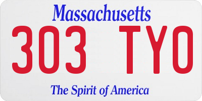 MA license plate 303TY0