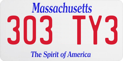 MA license plate 303TY3