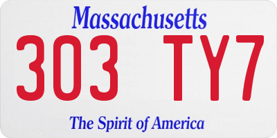 MA license plate 303TY7