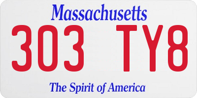 MA license plate 303TY8