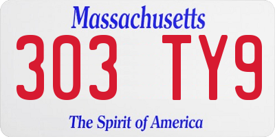 MA license plate 303TY9
