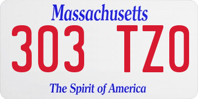 MA license plate 303TZ0