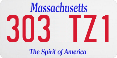 MA license plate 303TZ1