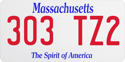 MA license plate 303TZ2