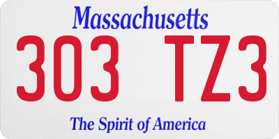 MA license plate 303TZ3