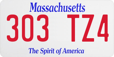 MA license plate 303TZ4
