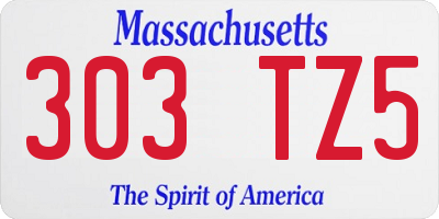 MA license plate 303TZ5