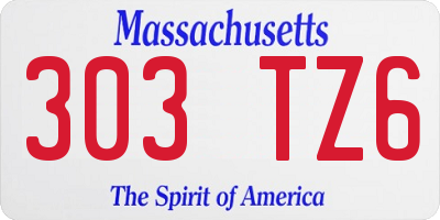 MA license plate 303TZ6