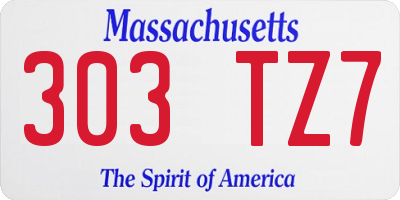 MA license plate 303TZ7